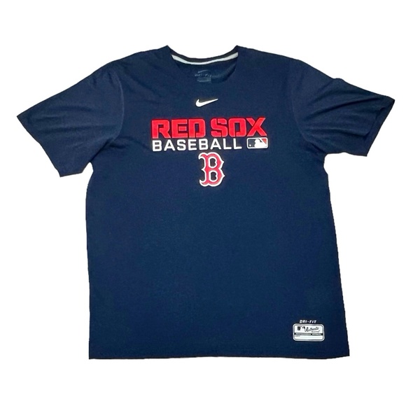 NIKE MLB DRI-FIT NAVY BLUE BOSTON RED SOX SHORT SLEEVE SHIRT - Picture 1 of 9